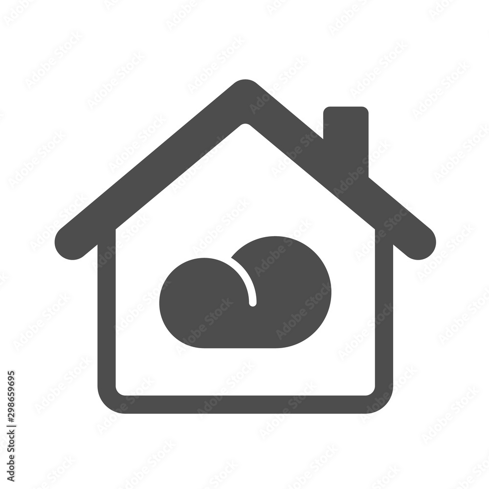 Smart house automation control system symbol with cloud computing. Smart home technology silhouette vector icon isolated on white background. Modern infographic icon for web, mobile apps and ui design Smart house automation control system symbol with cloud computing. Smart home technology silhouette vector icon isolated on white background. Modern infographic icon for web, mobile apps and ui design