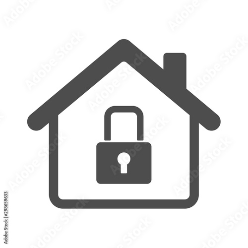 Smart house automation control system symbol with closed lock. Smart home technology silhouette vector icon isolated on white background. Modern infographic icon for web, mobile apps and ui design