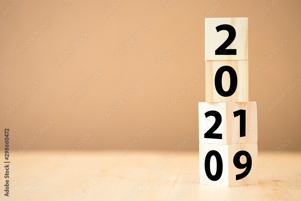 wooden cube was flipped for new year change 2010 to 2020. New year change and starting. wooden cube was flipped for new year change 2010 to 2020. New year change and starting.