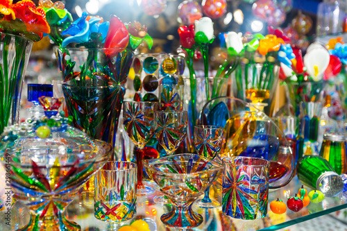 Souvenirs from Murano glass in Venice gift shop