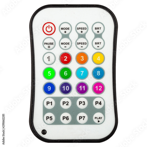 Infrared radio remote control for home LED lighting Isolated on white background