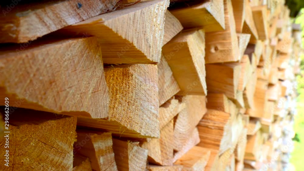 The edge of the firewoods stack on the storage The edge of the firewoods stack on the storage