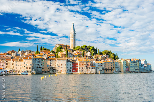 Croatia, Istria, beautiful old town of Rovinj on Adriatic sea coastline, seascape view photo