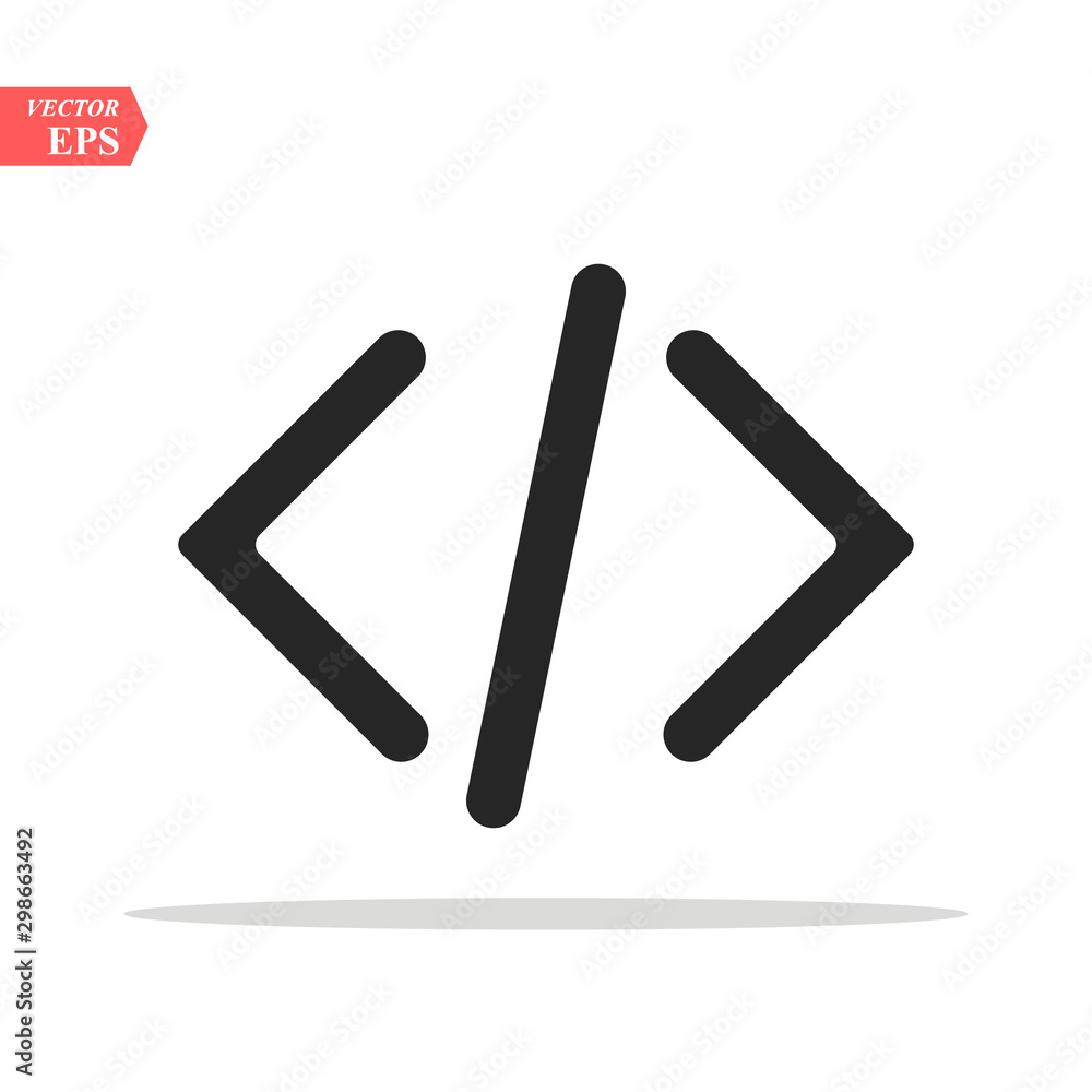 Code Icon in trendy flat style isolated on grey background. Code symbol for your web site design, logo, app, UI. Vector illustration, EPS10. Code Icon in trendy flat style isolated on grey background. Code symbol for your web site design, logo, app, UI. Vector illustration, EPS10.