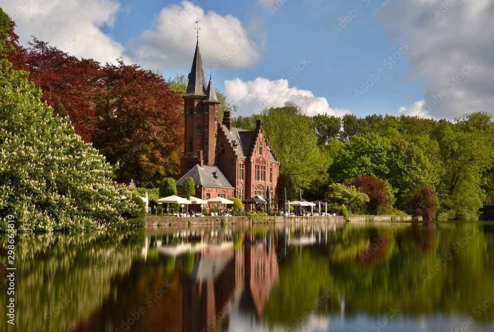 Bruges - Minnewater lake - Church