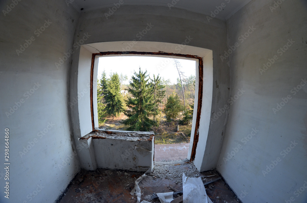 Obraz premium Ghost town in Eastern Europe.Former Soviet kids camp.Ukraine gets rid of the consequences of communism. Ruins. Kiev Region,Ukraine