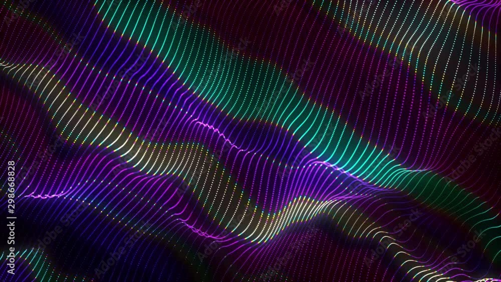 4K video. Lines abstract. Looped animation. Wave pattern. Dotted lines ...