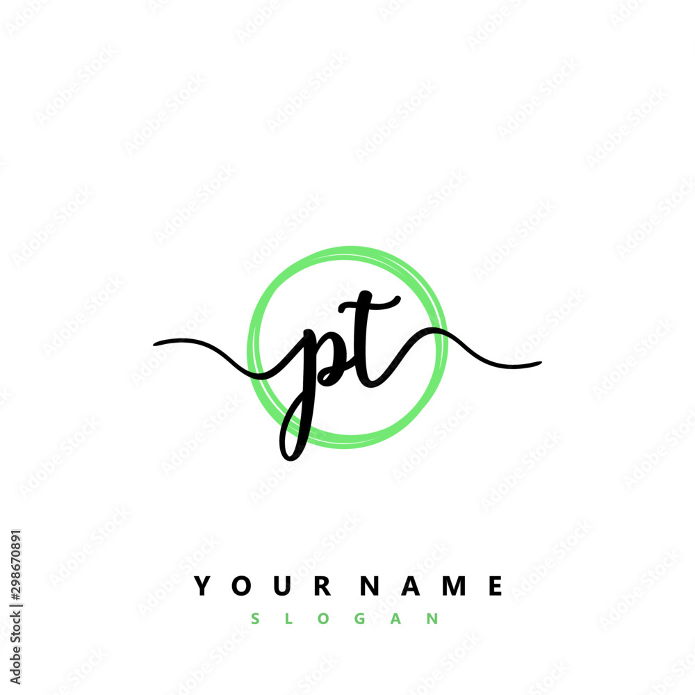 PT Initial handwriting logo vector PT Initial handwriting logo vector