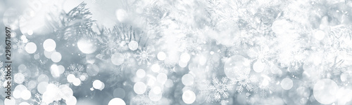 white and gray Christmas light with snowflake bokeh background  Winter backdrop wallpaper.