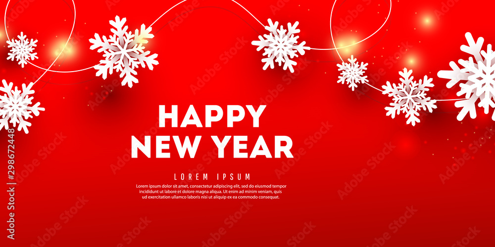Christmas card invitation card with paper cut snowflakes on red background vector illustration Christmas card invitation card with paper cut snowflakes on red background vector illustration