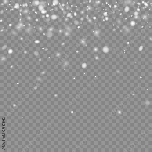 Winter transparent background with snow for seasonal, Christmas and New Year design.