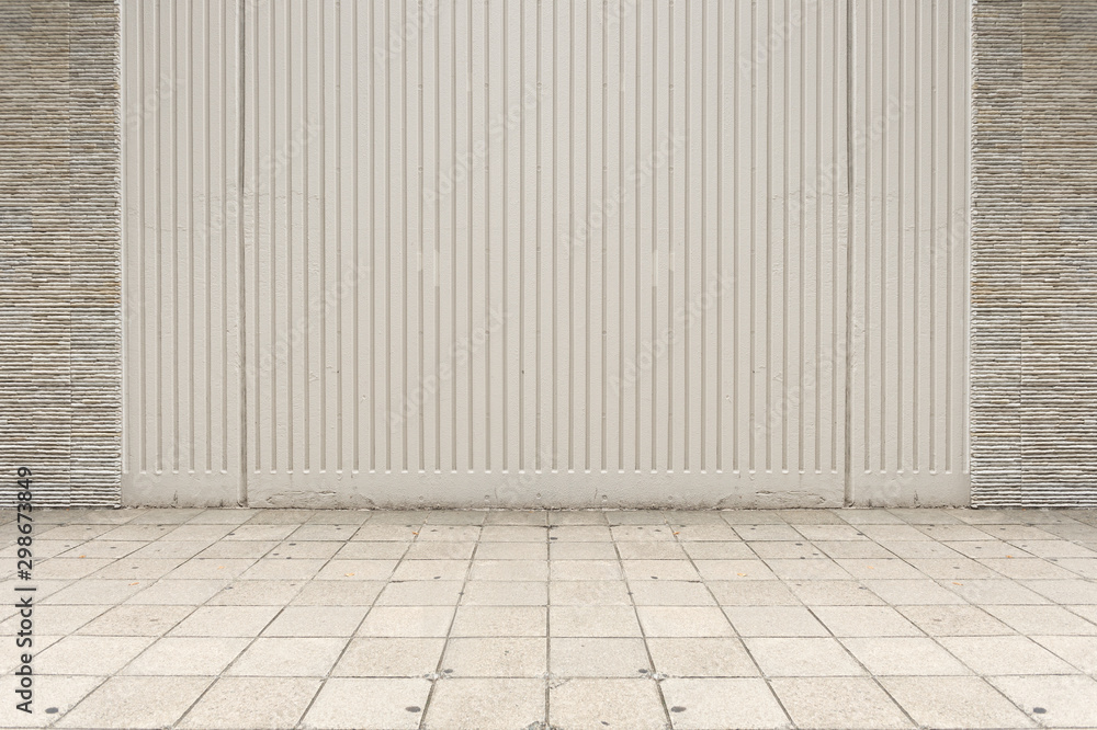 Fototapeta premium street wall background ,Industrial background, empty grunge urban street with warehouse brick wall