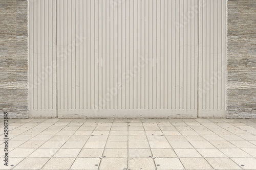 street wall background ,Industrial background, empty grunge urban street with warehouse brick wall