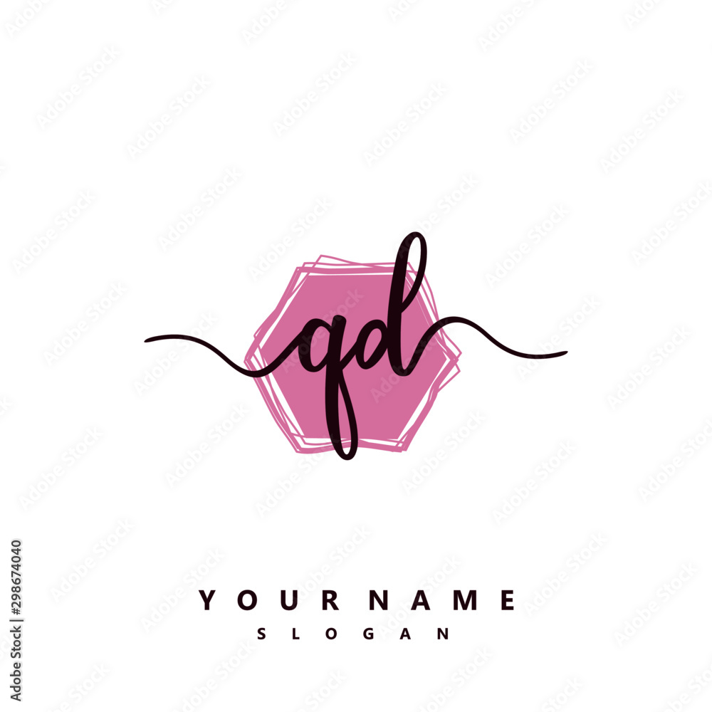 QD Initial handwriting logo vector QD Initial handwriting logo vector