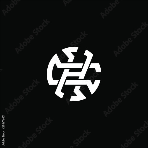 Initial letter CH or HC logo template with modern abstract line art symbol in flat design monogram illustration