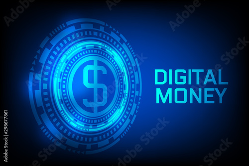 Blue digital money background