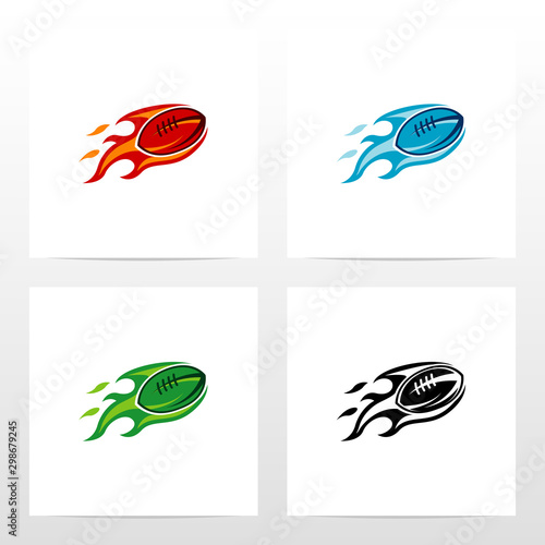 American Football Ball On Fire Logo Design
