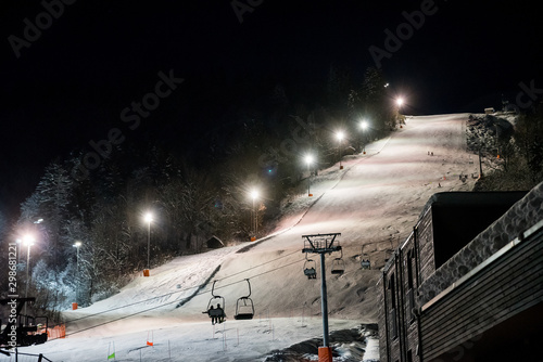  Nacht-Skifahren an der Skipiste Eckbauer Abfahrt Garmsich photo