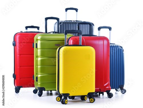 Canvas Print Travel suitcases isolated on white background