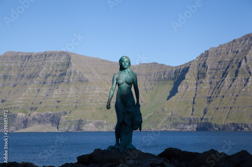 Mikladalur, Kalsoy, Faroe Islands - 20 September 2019: The Seal Woman monument photo