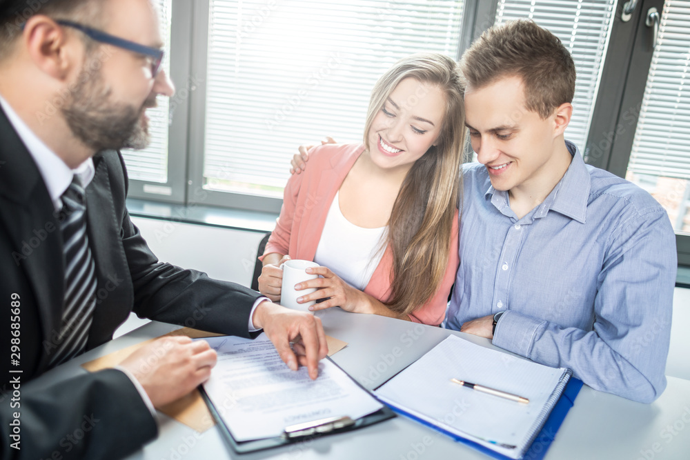 Family couple consultations with a lawyer or insurance agent. Family couple consultations with a lawyer or insurance agent.