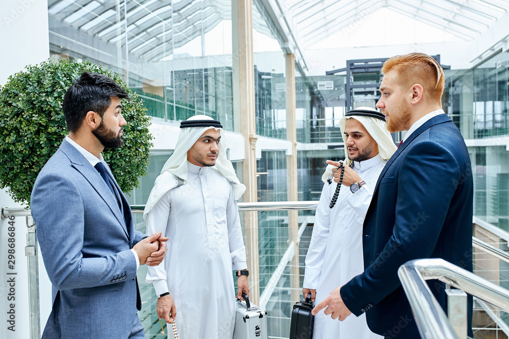 Caucasians going to work with sheikhs, coopeation with sheikhs. Speak about new deal, finance Caucasians going to work with sheikhs, coopeation with sheikhs. Speak about new deal, finance