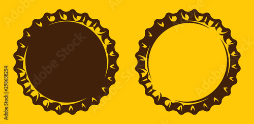 Vector set of illustrations with stylized beer bottle cap