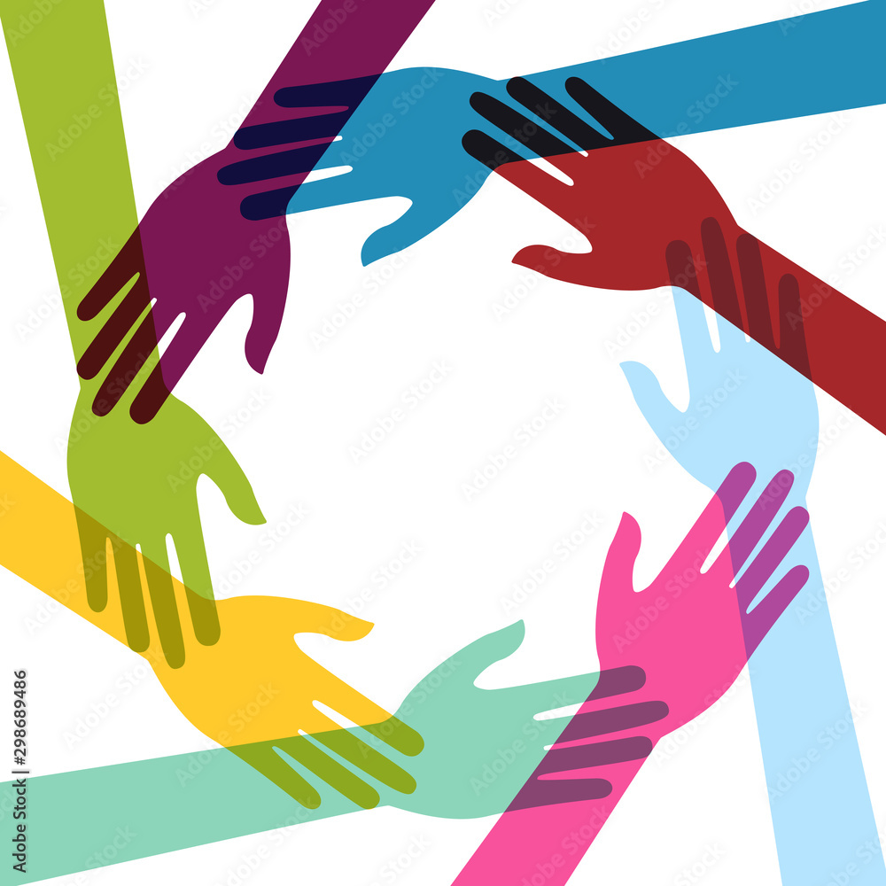 Obraz premium Hand Colorful Creative Connection with Teamwork