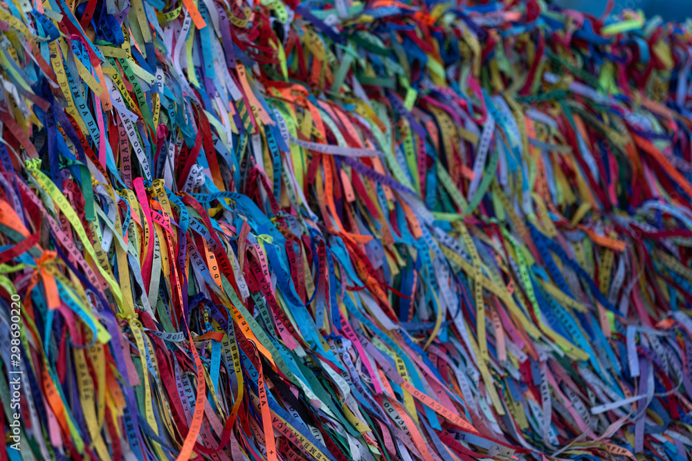 colorful rope on a red background colorful rope on a red background