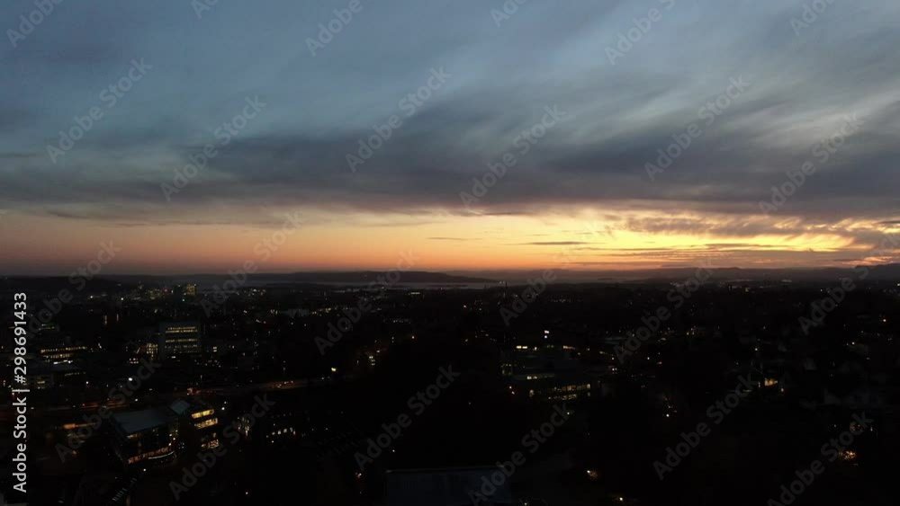sunset over Oslo city sunset over Oslo city