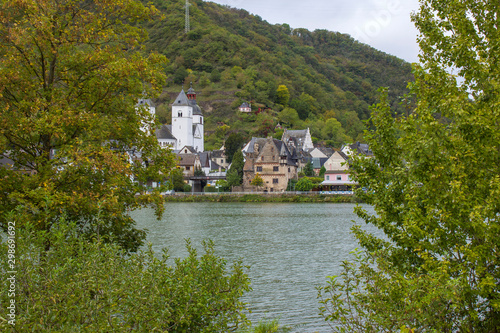 View of Treis-Karden town with the Moselle river in Germany