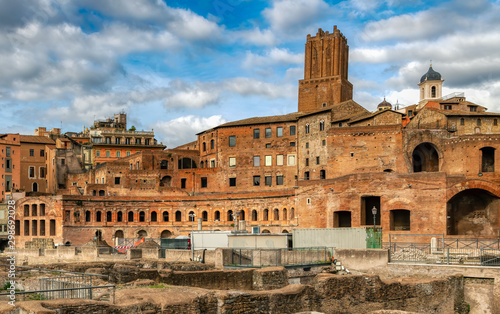 Historic Trajan forum in old town Rome.