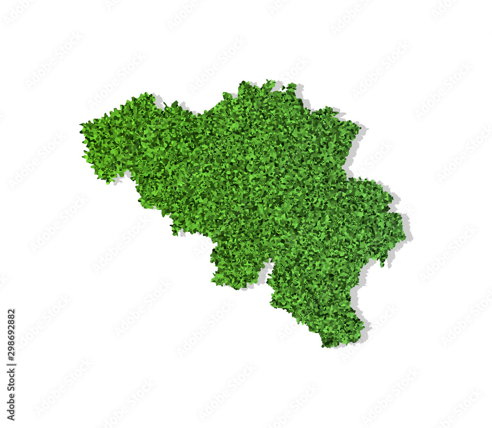 Vector isolated simplified illustration icon with green grassy silhouette of Belgium map. White background Vector isolated simplified illustration icon with green grassy silhouette of Belgium map. White background