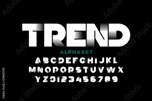 Trendy style font design, alphabet letters and numbers