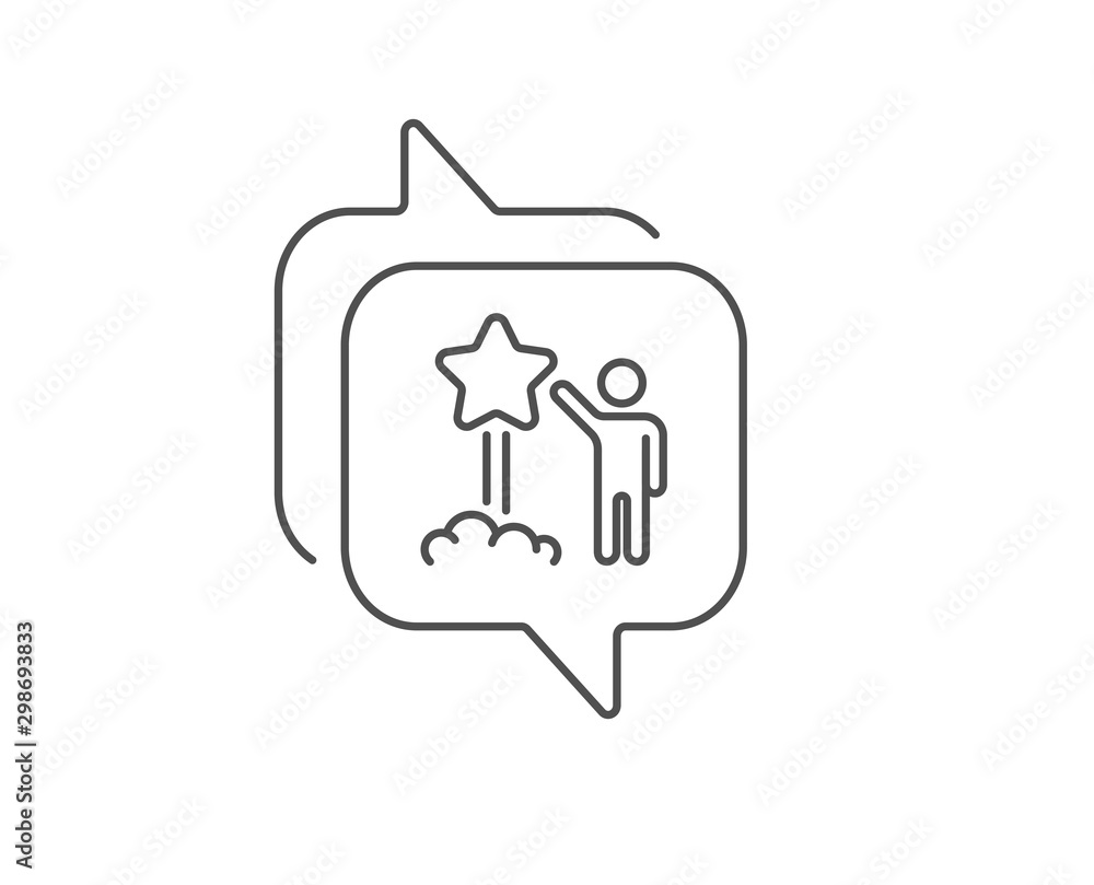 Launch star line icon. Chat bubble design. Feedback rating sign. Customer satisfaction symbol. Outline concept. Thin line star icon. Vector Launch star line icon. Chat bubble design. Feedback rating sign. Customer satisfaction symbol. Outline concept. Thin line star icon. Vector