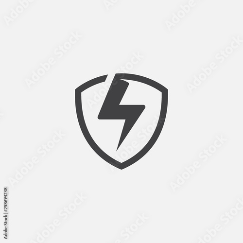 Creative electric shield logo design template, Modern vector symbol of electric power protection, bolt sign with shield, Electric Power Shield, Modern Shield Symbol Logo Design