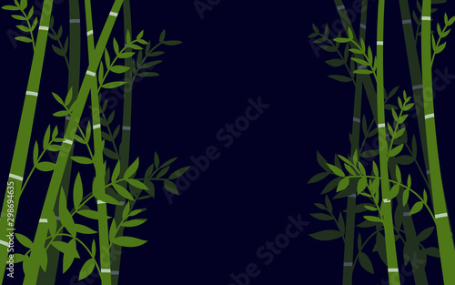 Fototapeta Naklejka Na Ścianę i Meble -  Flat Japan colorful concept with green bamboo stems and font in japanese style vector illustration