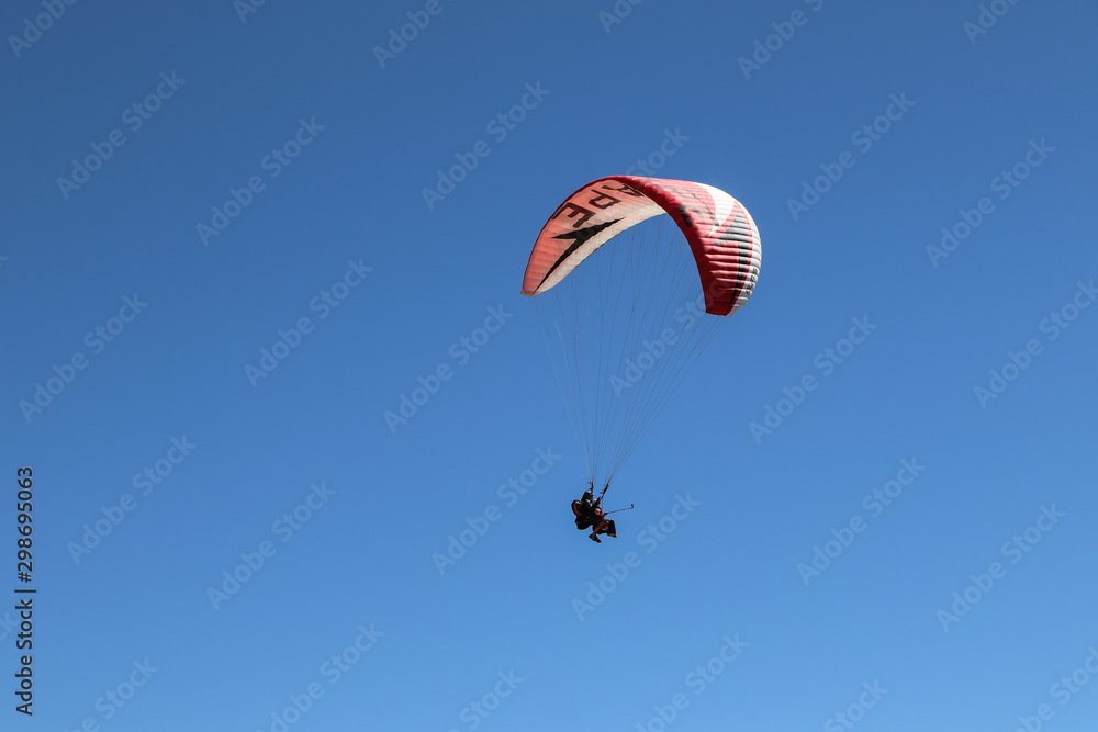 Paragliding in the mountains. The coast of the Mediterranean Sea. Kemer, Turkey. Paragliding in the mountains. The coast of the Mediterranean Sea. Kemer, Turkey.