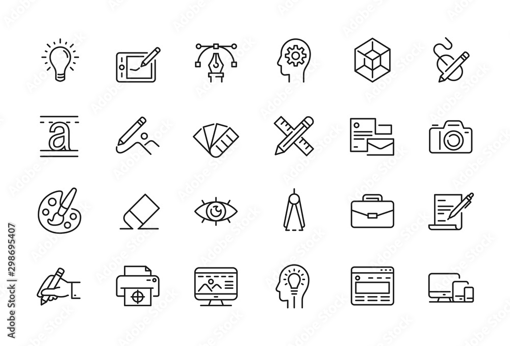 Naklejka Zestaw ikon związanych z minimalnym projektem graficznym