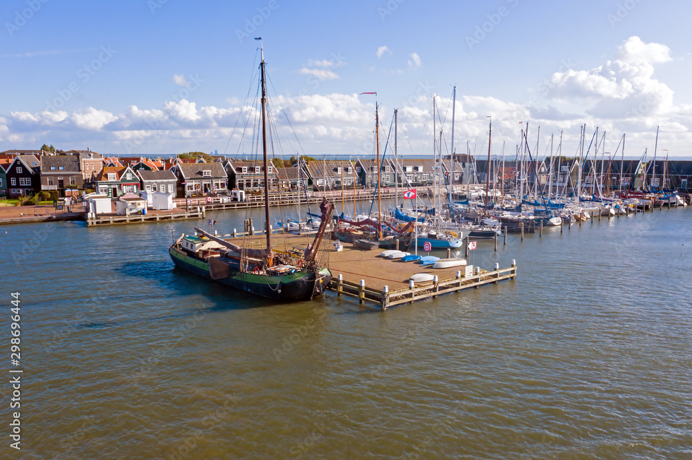 Fototapeta premium Aerial from the harbor from Marken in the Netherlands
