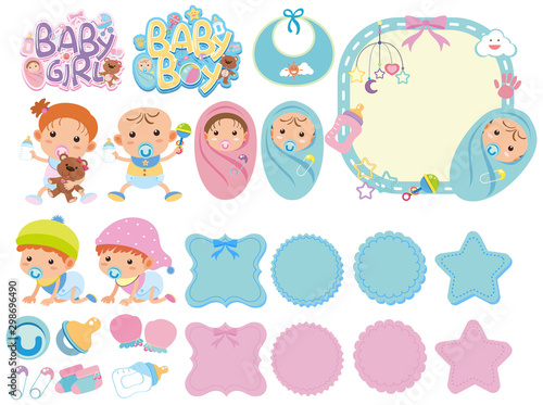 Set of isolated objects theme baby