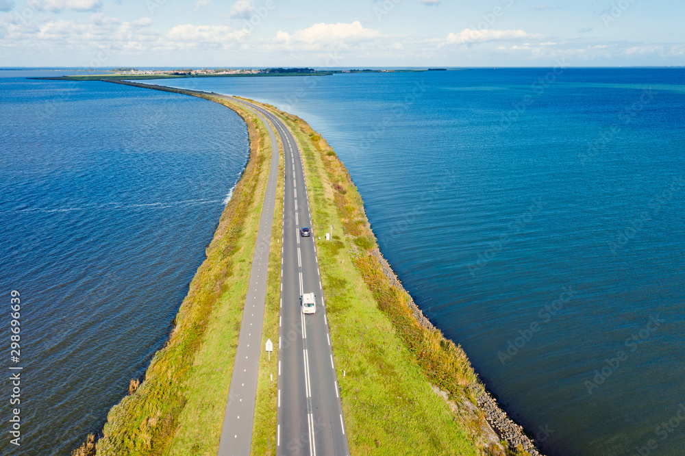 Obraz premium Aerial from the dyke at Marken at the IJsselmeer in the Netherlands