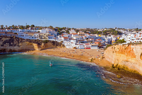 Aerial from the traditional village Carvoeiro in the Algarve Portugal