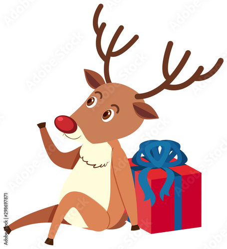 Single character of reindeer on white background