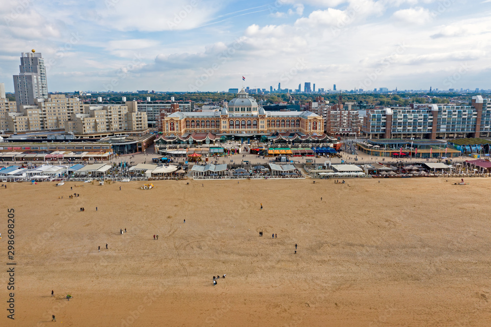 Aerial from the city Scheveningen at the North Sea in the Netherlands