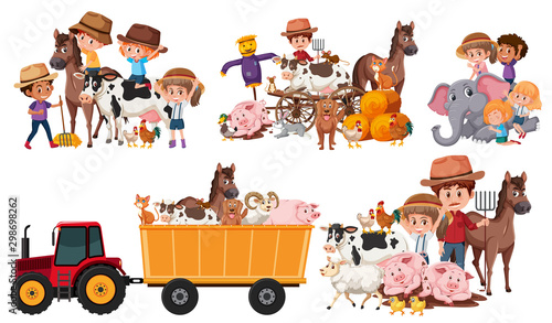 Large set of isolated farm objects