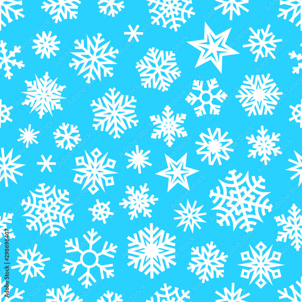 Winter white snowflakes seamless vector pattern Winter white snowflakes seamless vector pattern