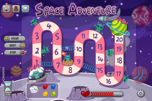 Game template with aliens in space