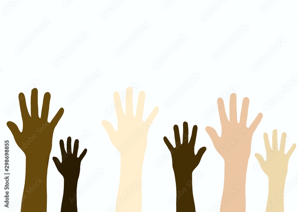 group of hands isolated on white background group of hands isolated on white background