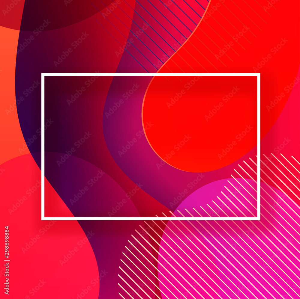 Fototapeta premium White frame with colorful abstract geometric background
